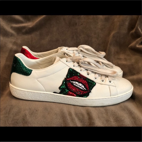 Gucci Shoes - Embroidered Gucci Lip Sneakers Gucci Shoes - Embroidered Gucci Lip Sneakers